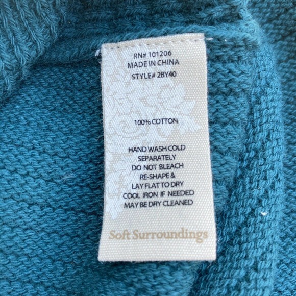Soft Surroundings  Blue/Green Waffle Knit SWEAT-SHIRT/Tunic/TOP - Picture 5 of 5